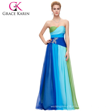 Grace Karin Hot Sale Colorido Strapless Sweetheart Sequins Beaded Long Chiffon gradient color vestido de baile CL6069-1 #